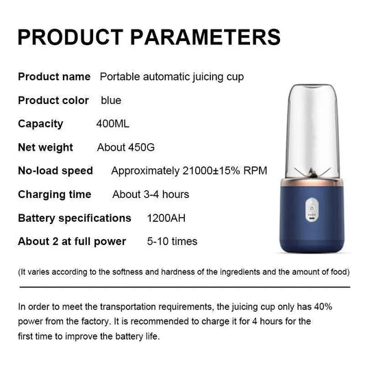 Rechargeable Blue Juicer Blender for Home & Travel
