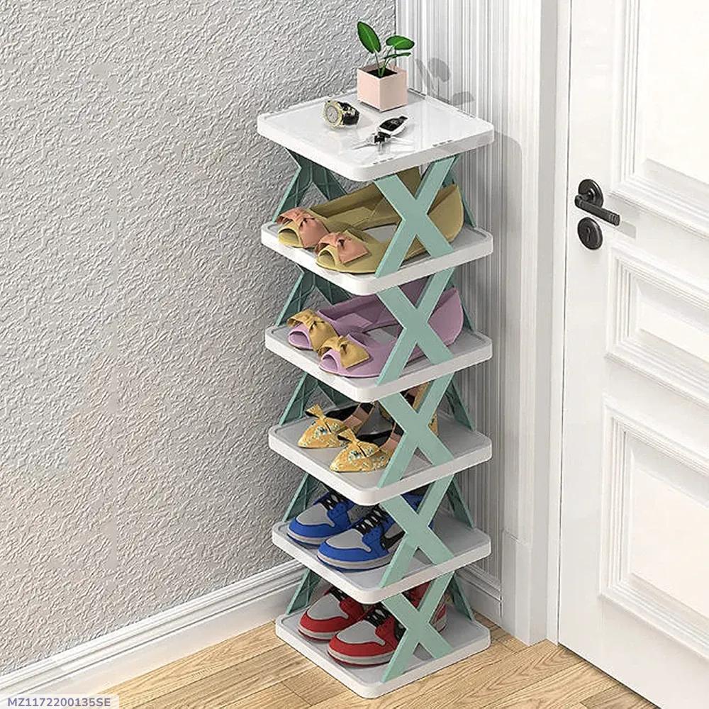 Multicolor Foldable Shoe Rack for Home Office Entryway