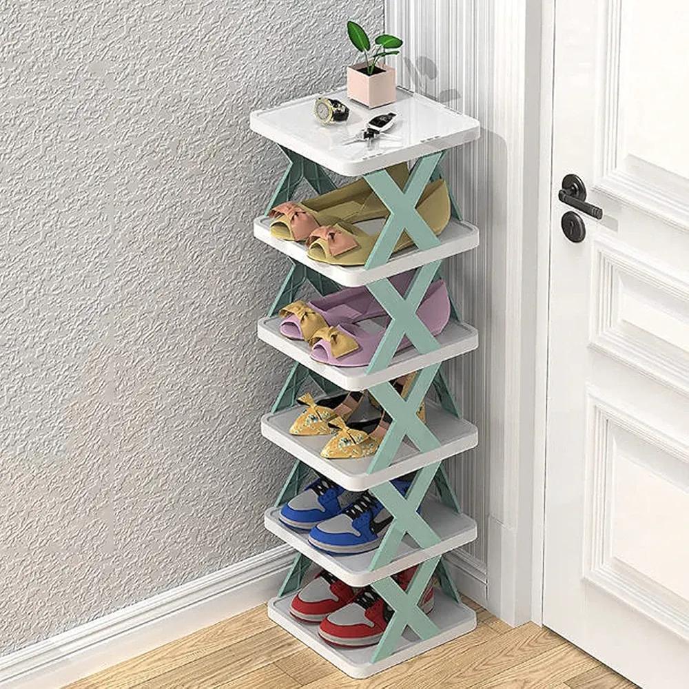 Multicolor Foldable Shoe Rack for Home Office Entryway