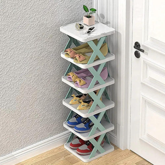 Multicolor Foldable Shoe Rack for Home Office Entryway