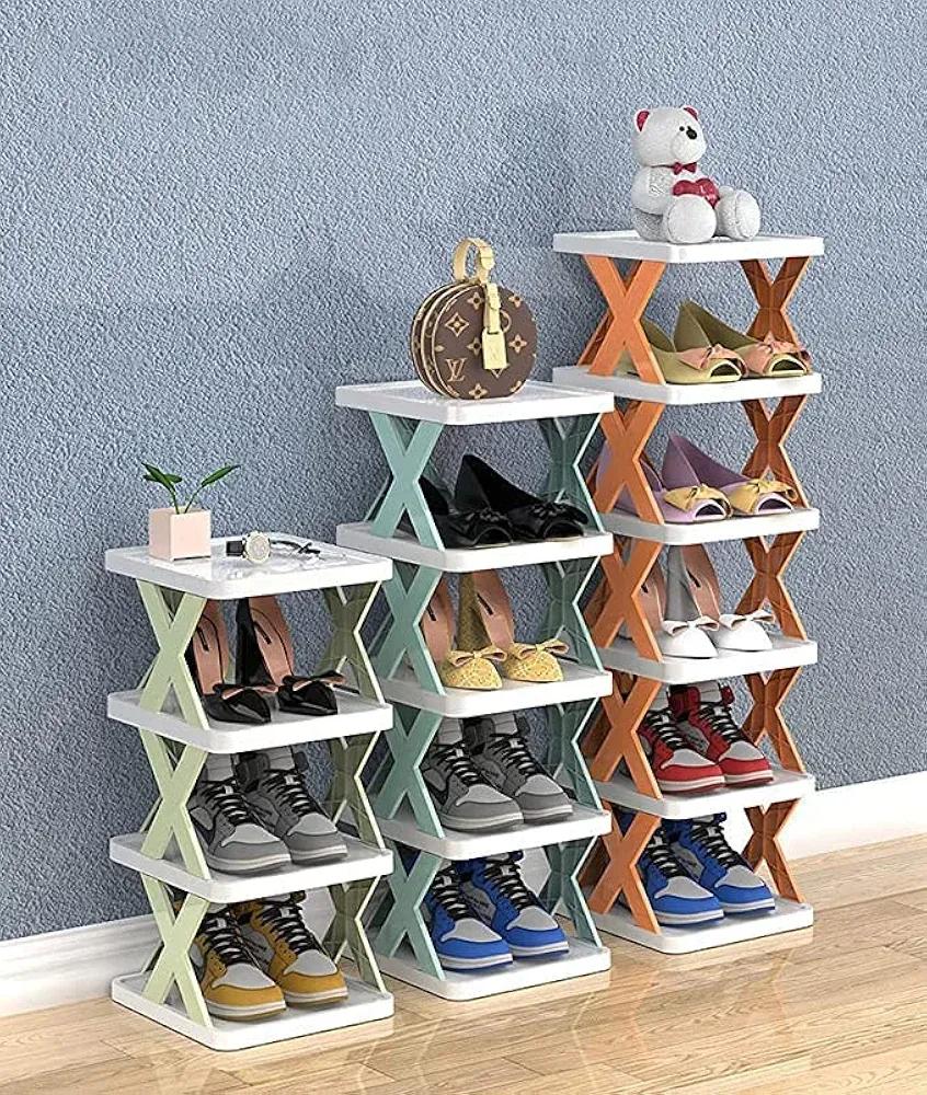 Multicolor Foldable Shoe Rack for Home Office Entryway