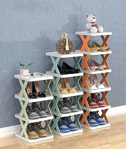 Multicolor Foldable Shoe Rack for Home Office Entryway