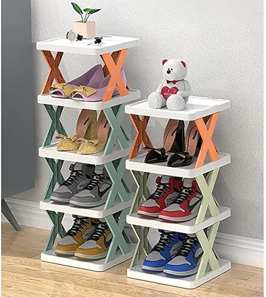 Multicolor Foldable Shoe Rack for Home Office Entryway