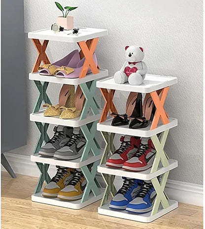 Multicolor Foldable Shoe Rack for Home Office Entryway