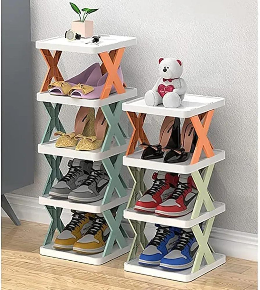 Multicolor Foldable Shoe Rack for Home Office Entryway