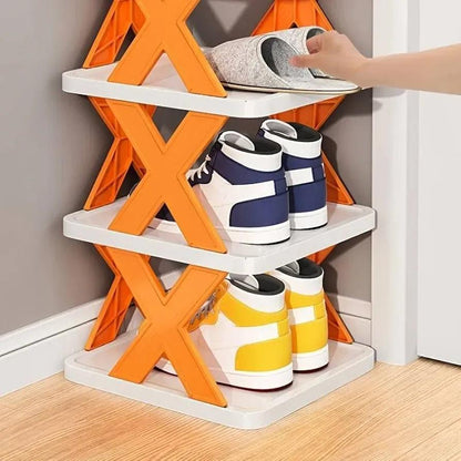 Multicolor Foldable Shoe Rack for Home Office Entryway