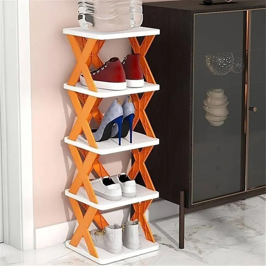 Multicolor Foldable Shoe Rack for Home Office Entryway