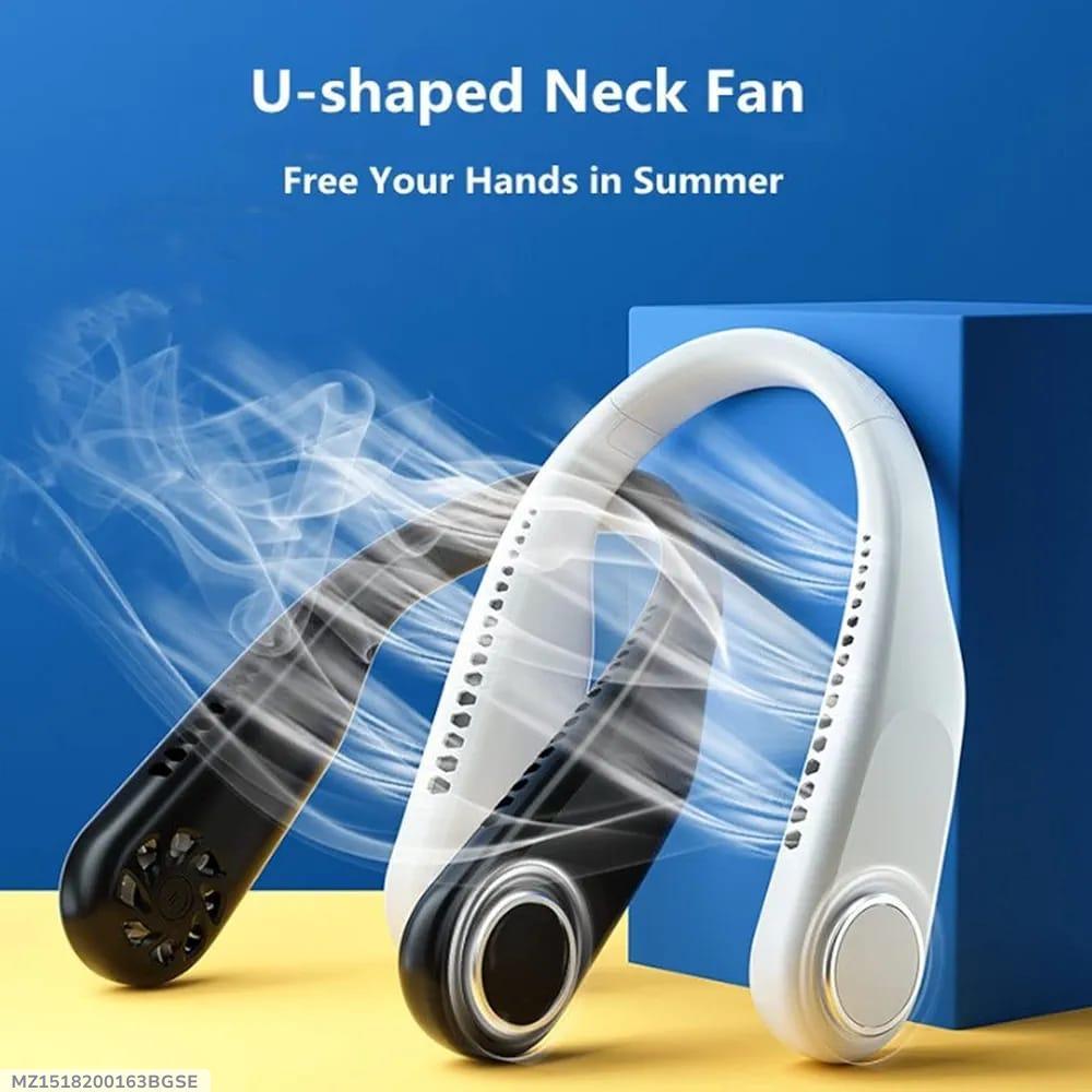U-Shaped Neck Fan Black White ABS Lightweight Cooling
