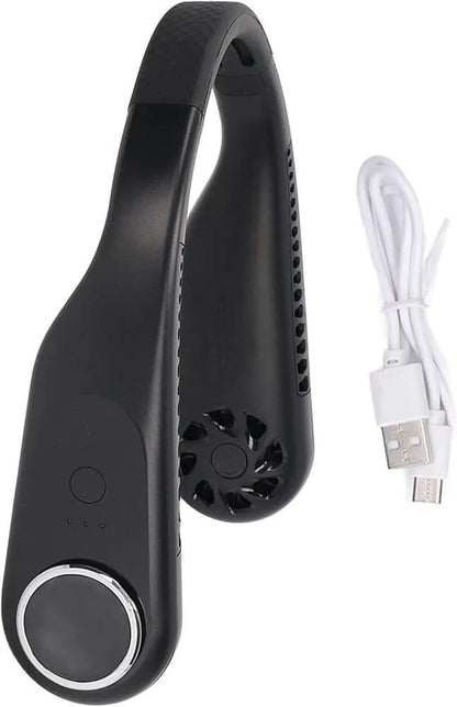 U-Shaped Neck Fan Black White ABS Lightweight Cooling