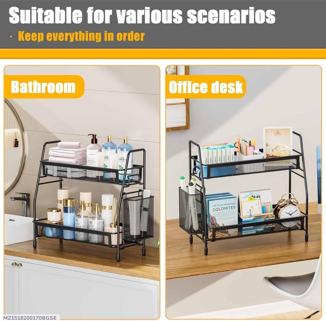 Black Stainless Steel Organizer for Bathroom & Office