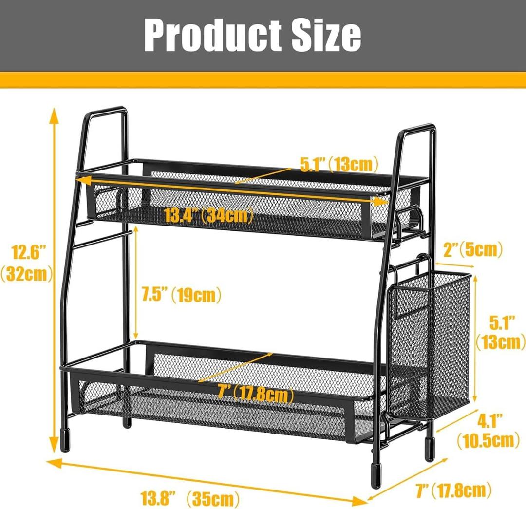Black Stainless Steel Organizer for Bathroom & Office