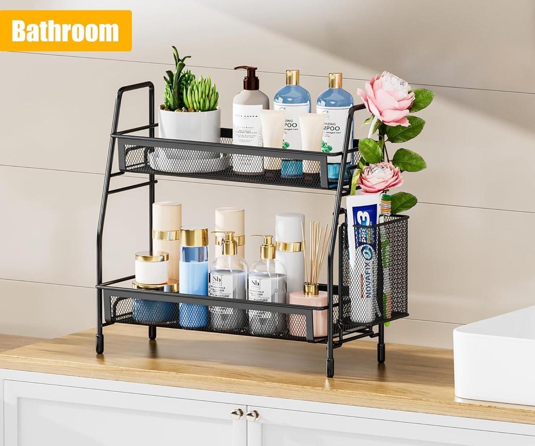 Black Stainless Steel Organizer for Bathroom & Office