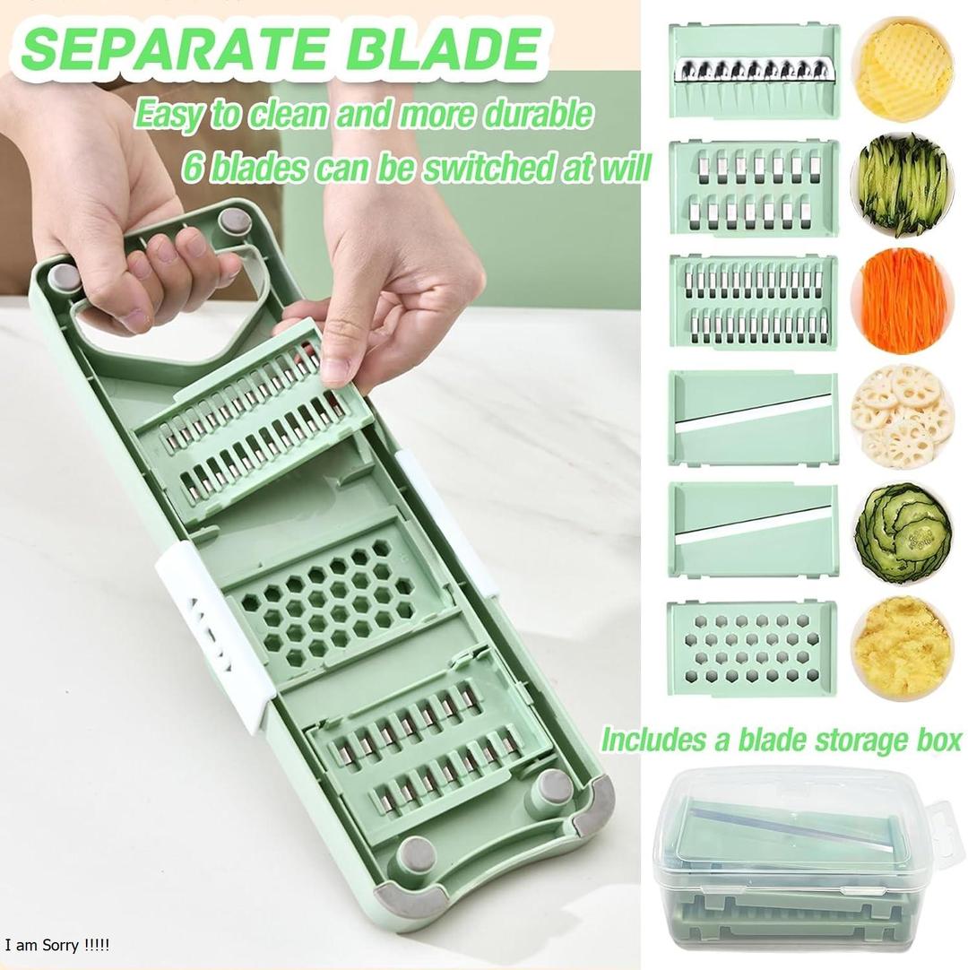 Mint Green Vegetable Slicer with 5 Blades