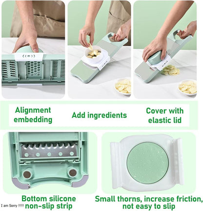 Mint Green Vegetable Slicer with 5 Blades
