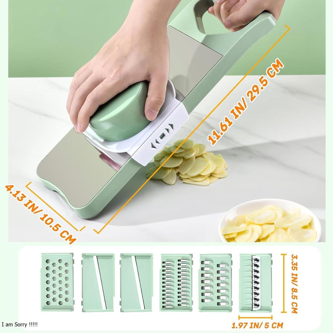 Mint Green Vegetable Slicer with 5 Blades