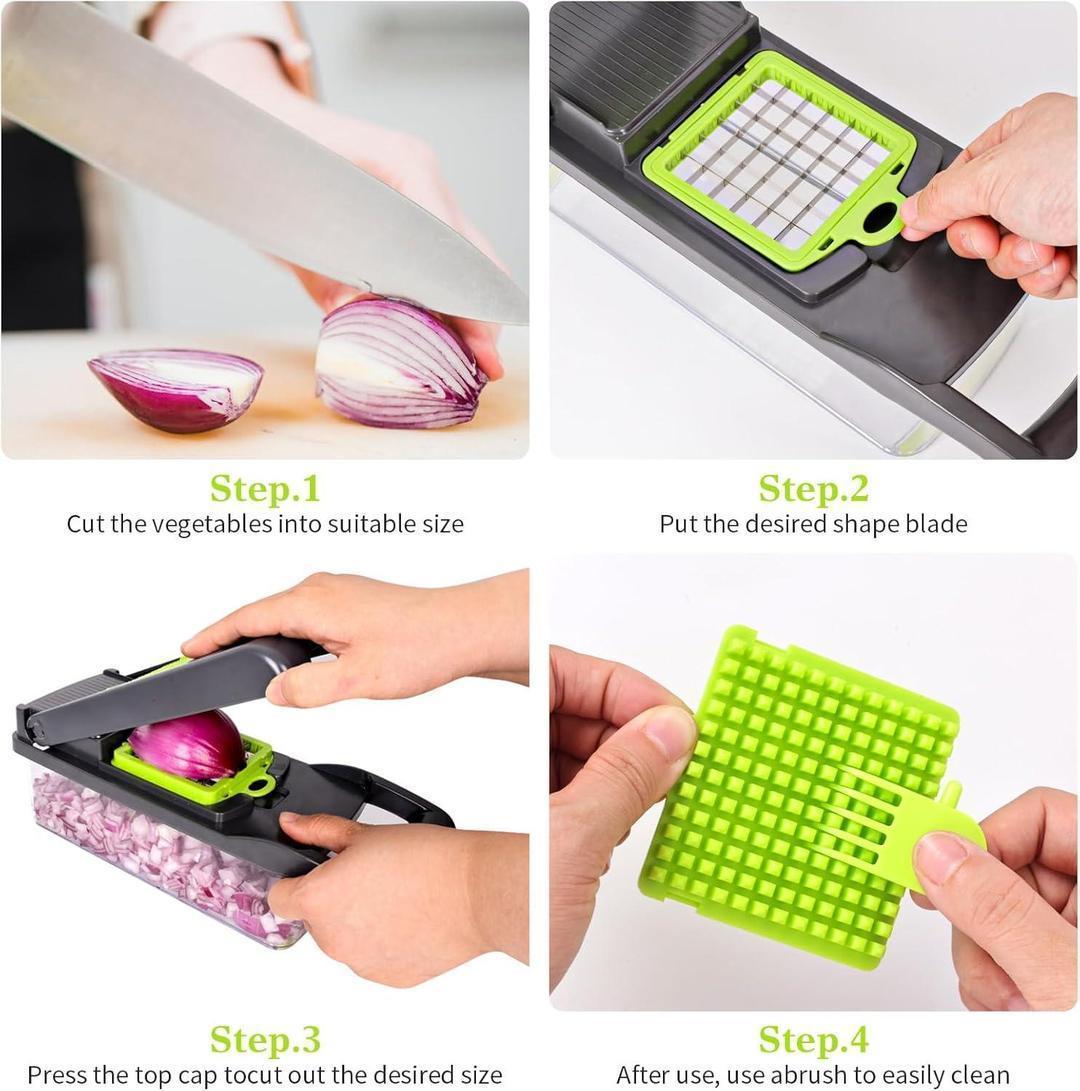 Green ABS Vegetable Cutter 1 Pc Kitchen Tool