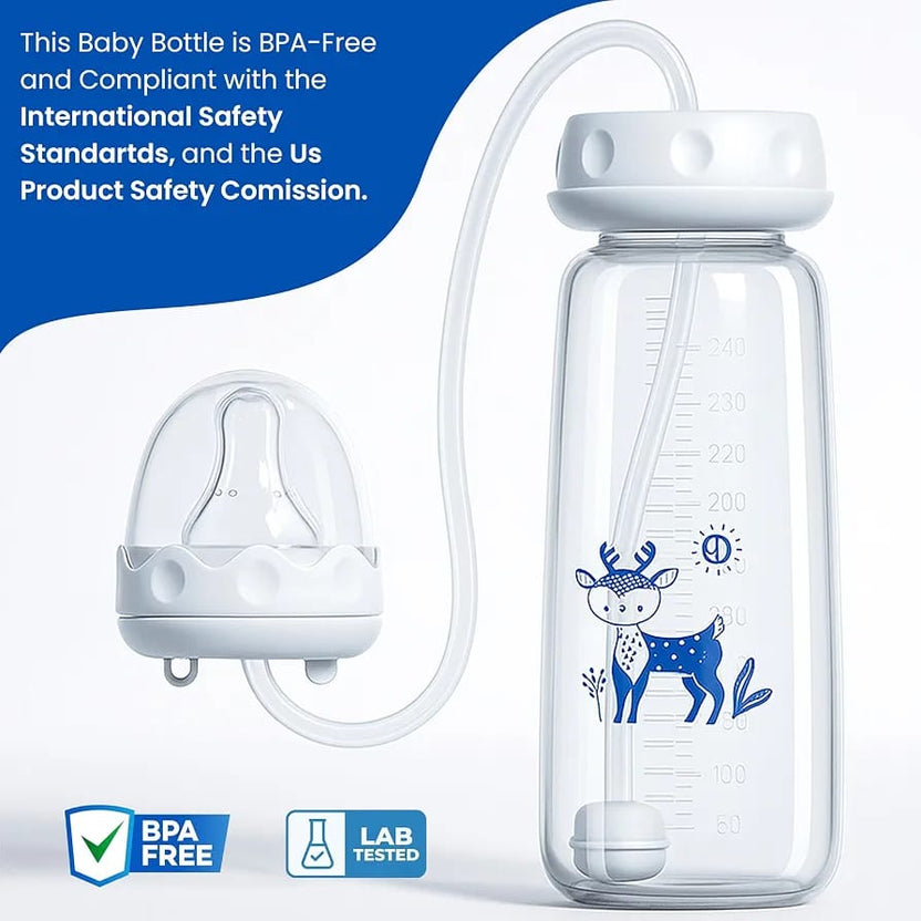 Handsfree Baby Feeding Bottle 240ml with Silicone Tube | BPA-Free