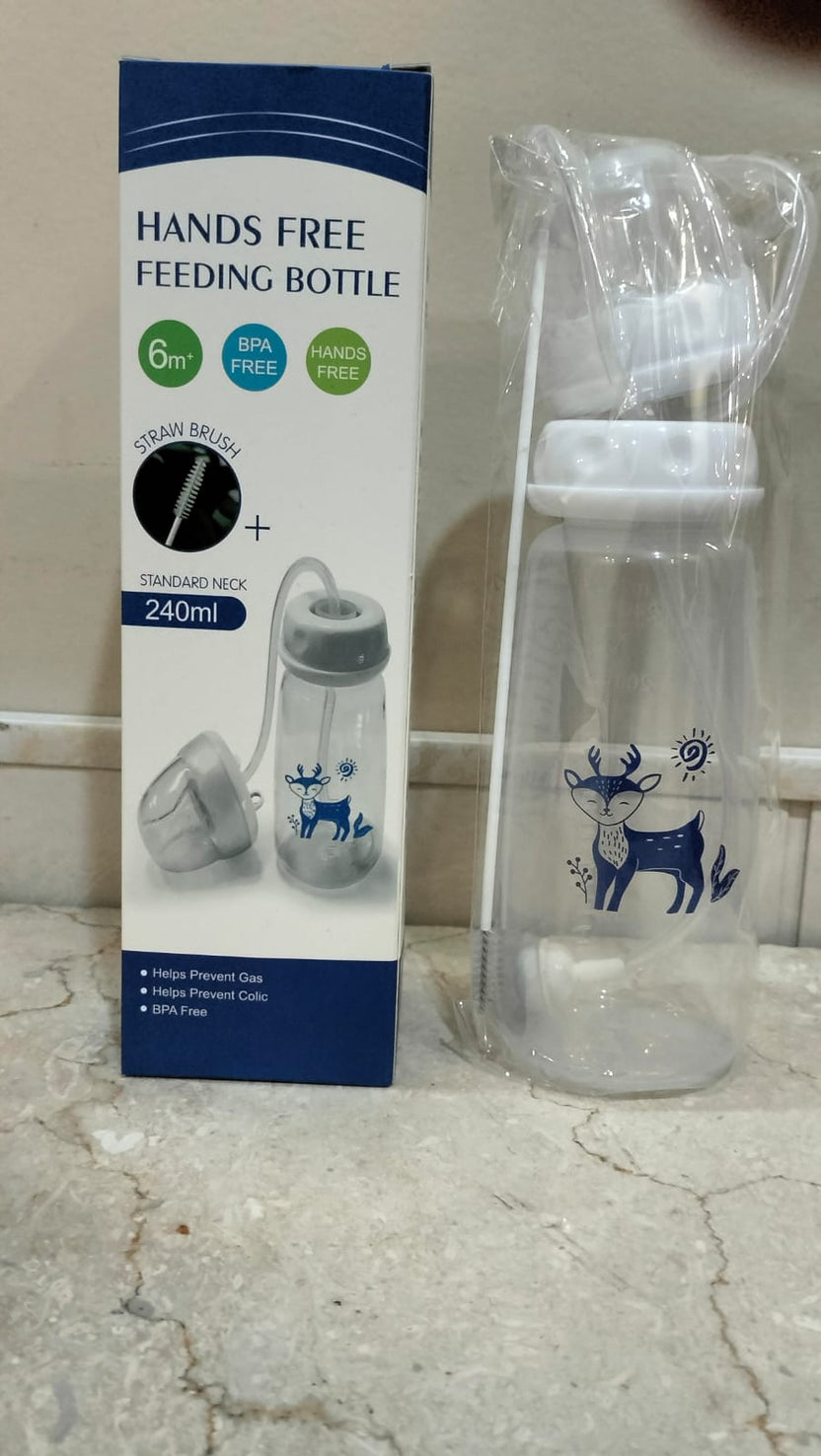 Handsfree Baby Feeding Bottle 240ml with Silicone Tube | BPA-Free