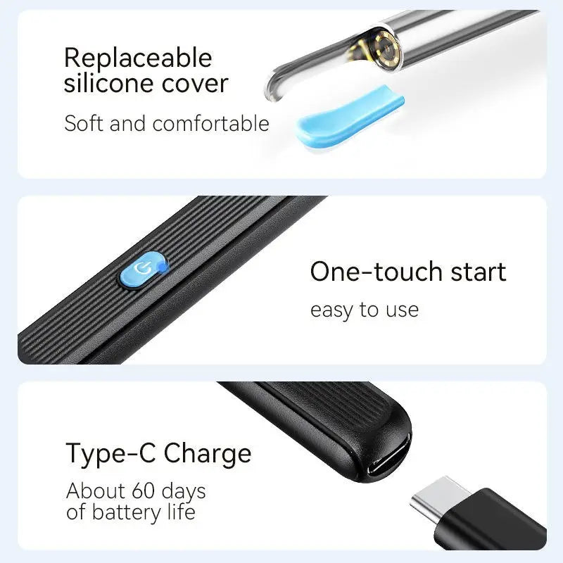 Smart Visual Ear Cleaner with HD Camera | WiFi Ear Wax Removal Tool | USB Type-C Rechargeable Otoscope | Compatible with Android & iOS