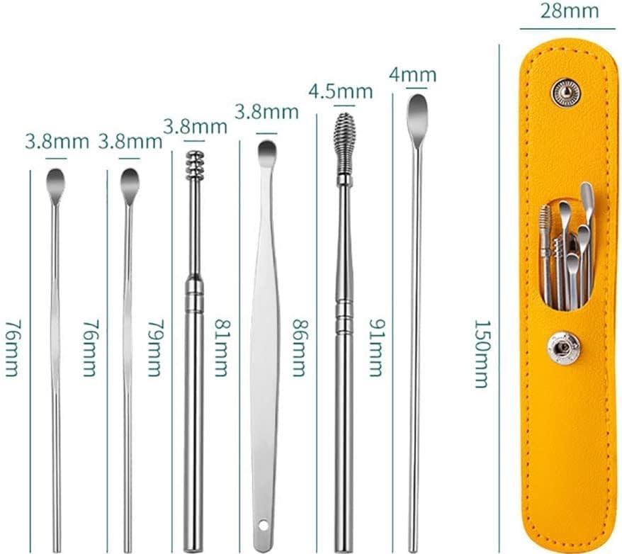 Stainless Steel Ear Wax Cleaning Kit 6Pcs Yellow Case