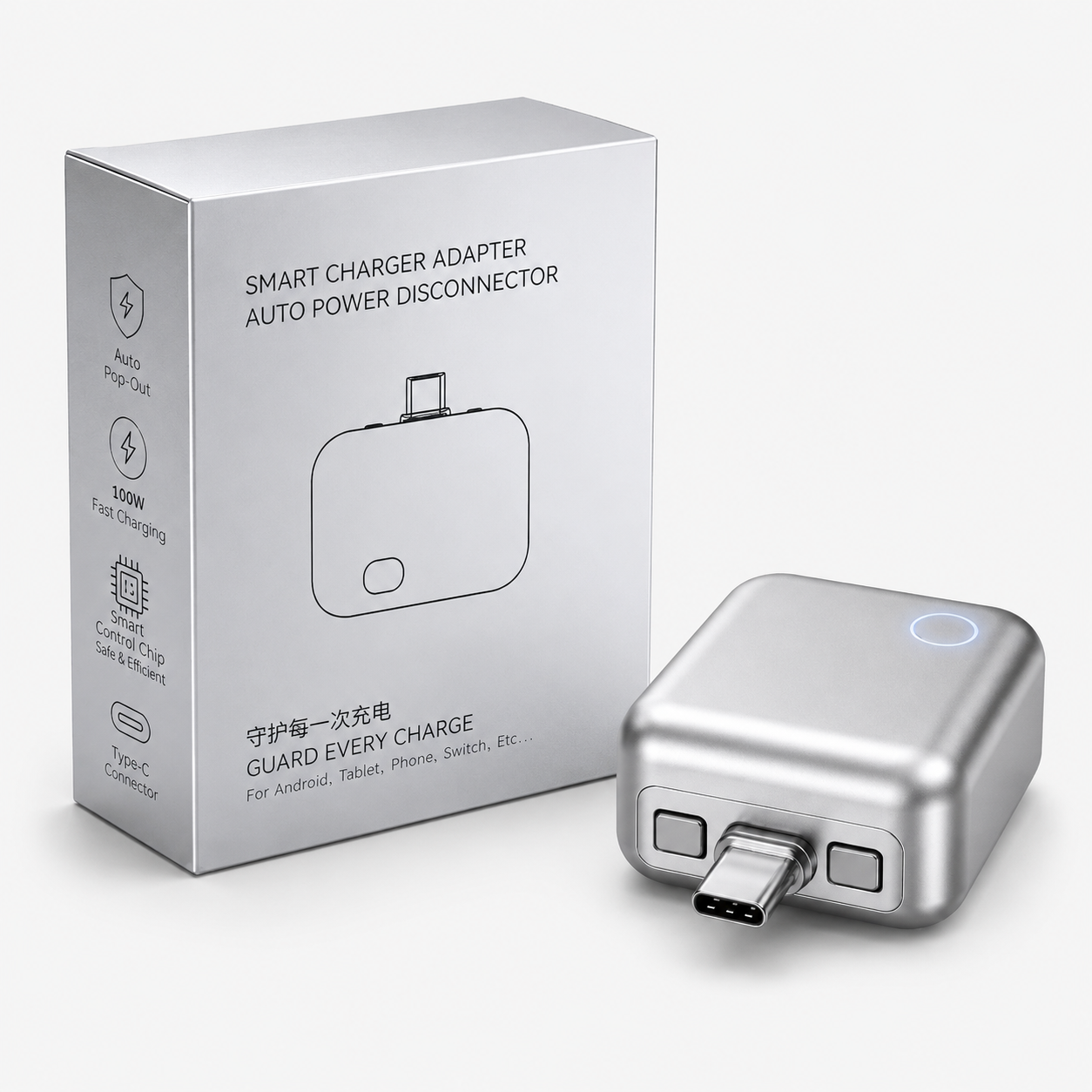 LX-007 Smart Auto Charging Disconnector | 140W USB-C Power Cut Adapter